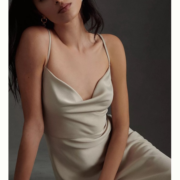 BHLDN Cali Satin Cowl-Neck Midi Slip Dress - Picture 3 of 7